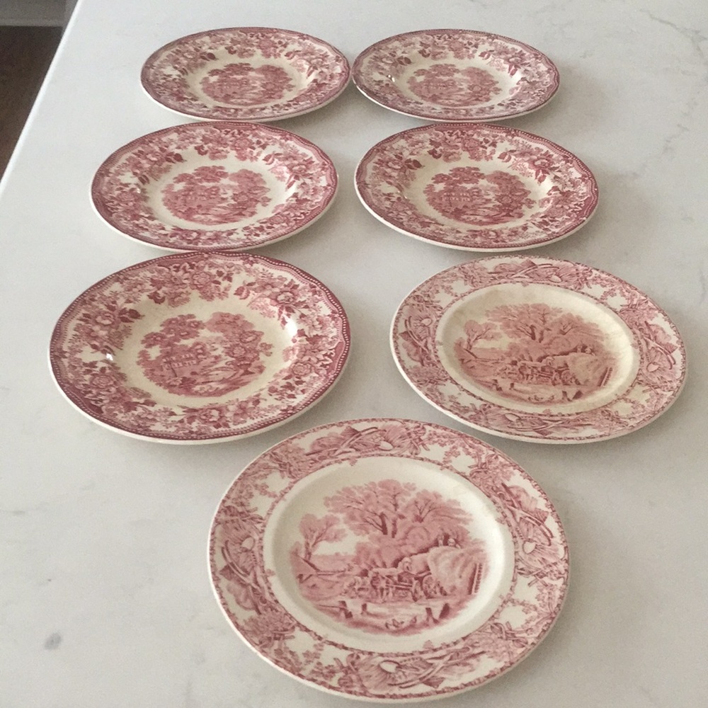 Royal Staffordshire set of seven bread plates.